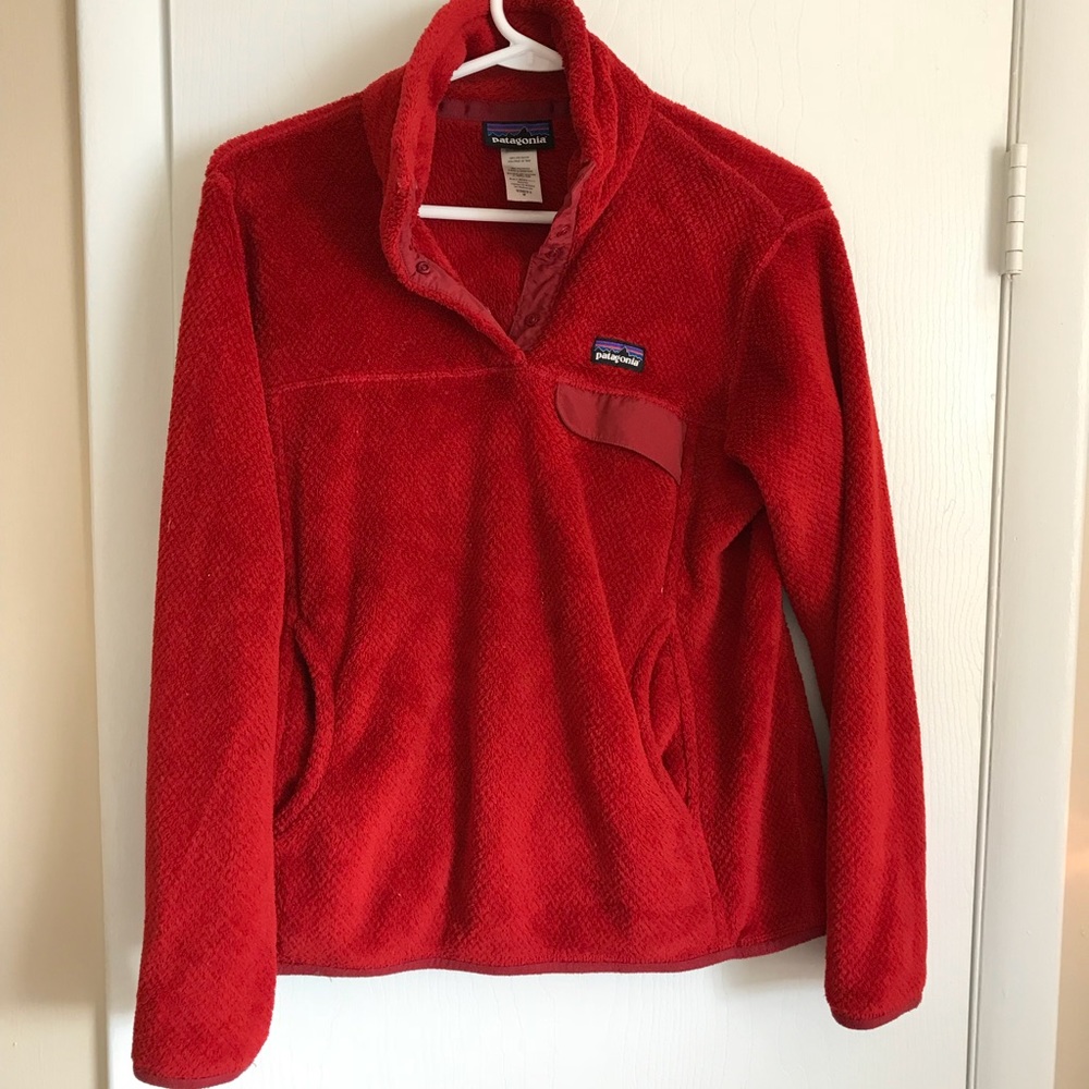 Red Patagonia Re-tool snap pullover LIKE NEW